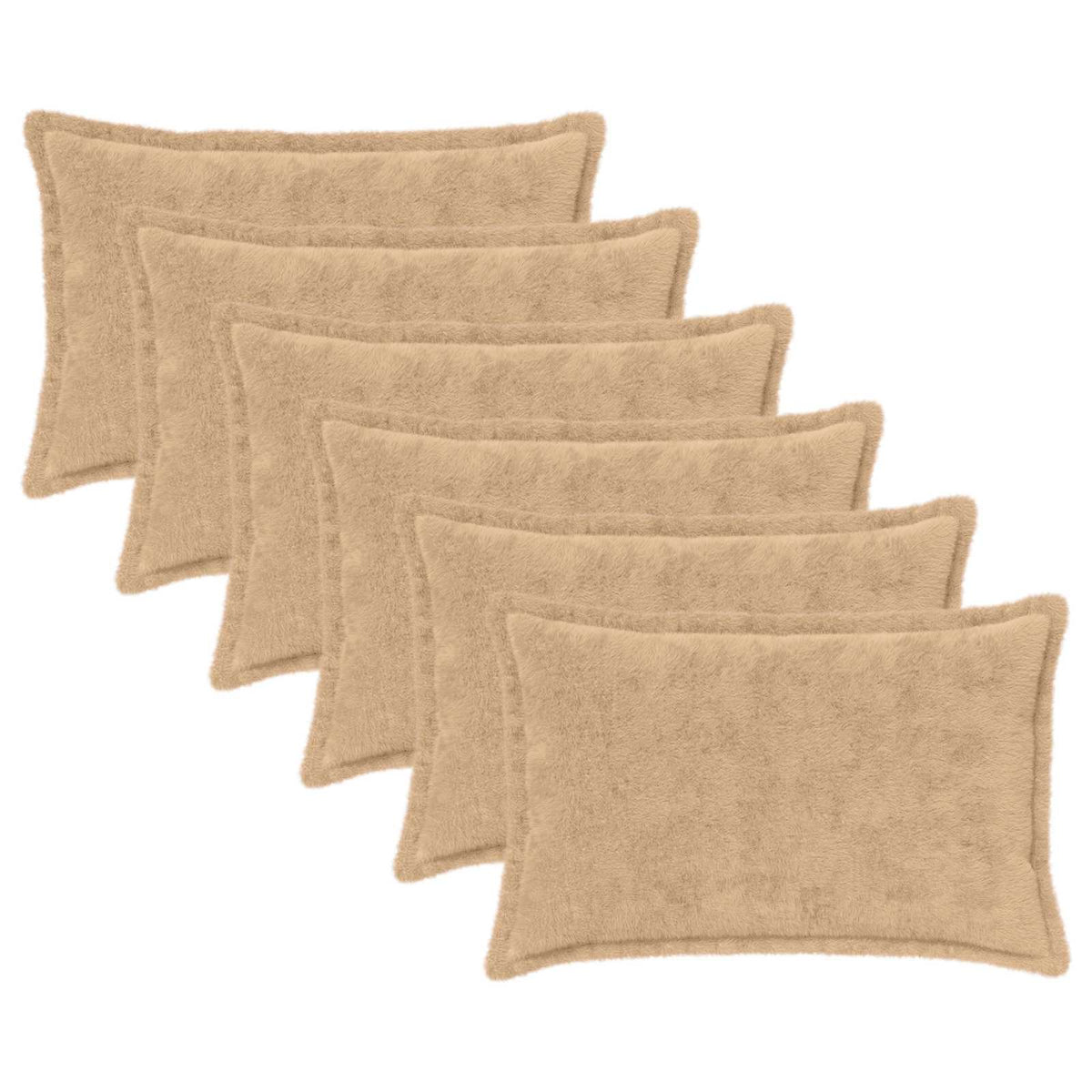 vidaXL Kussensloop 6 st HOUTEN Wit 30 x 30 cm Nep Konijnenbont