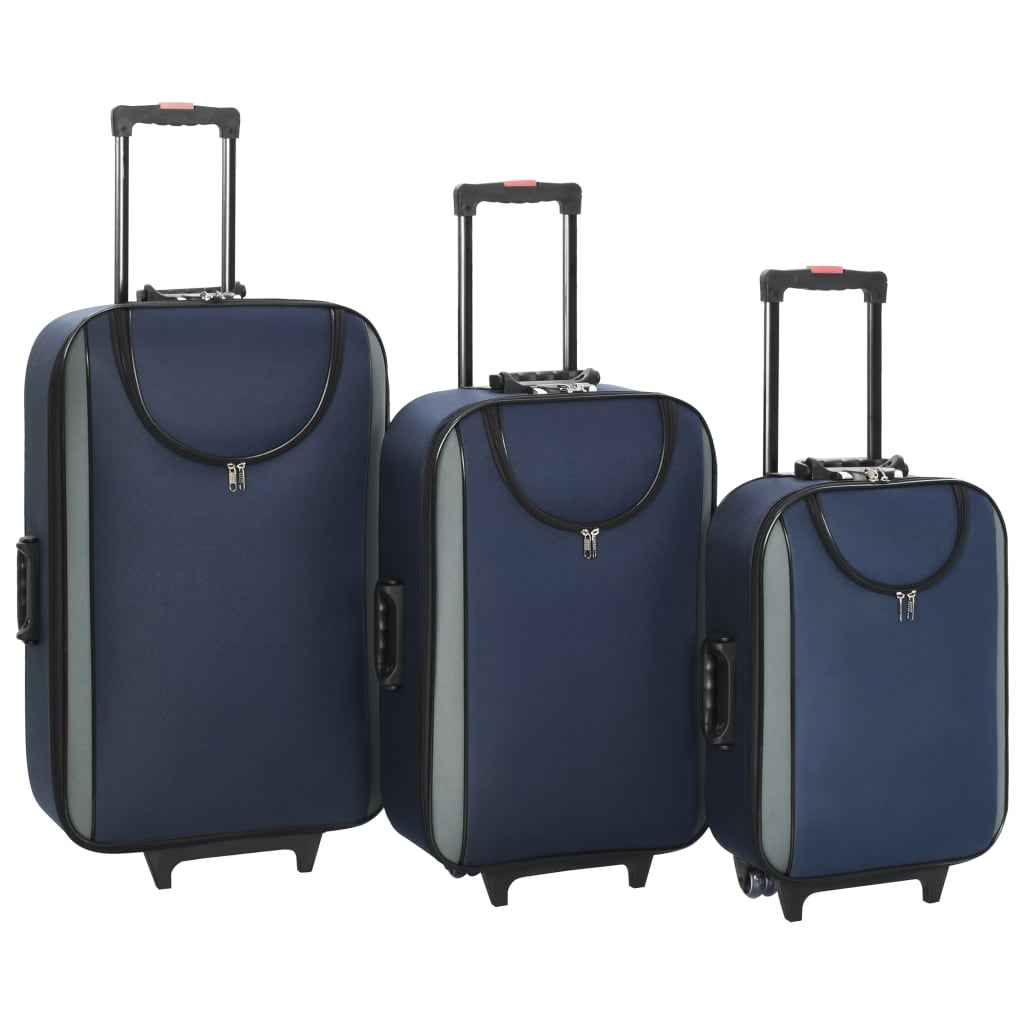vidaXL Zachte trolleys 3 st oxford stof marineblauw