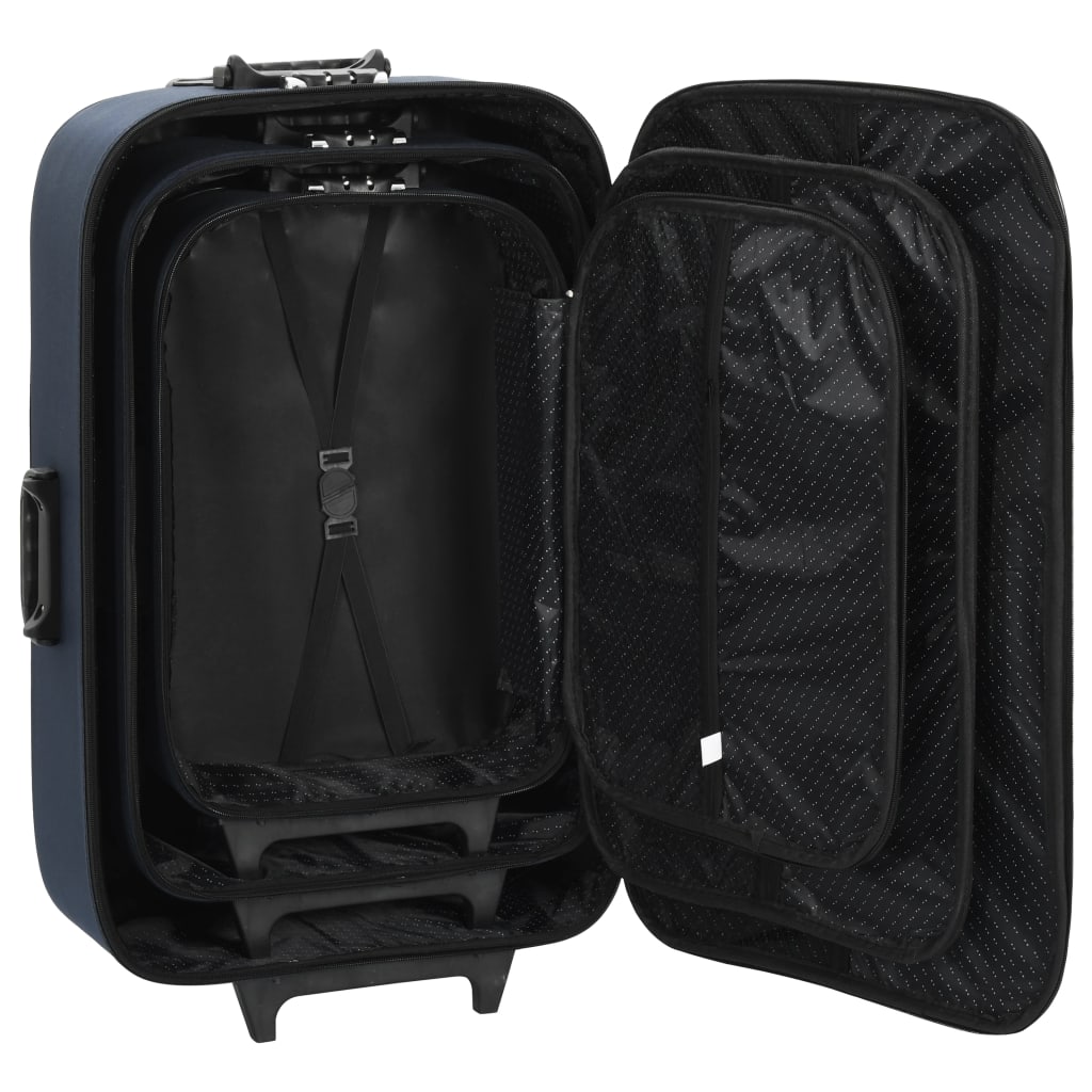vidaXL Zachte trolleys 3 st oxford stof marineblauw