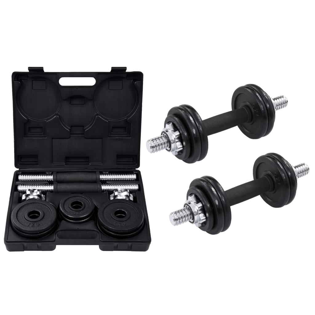 vidaXL 14-delige Halterset 20 kg gietijzer