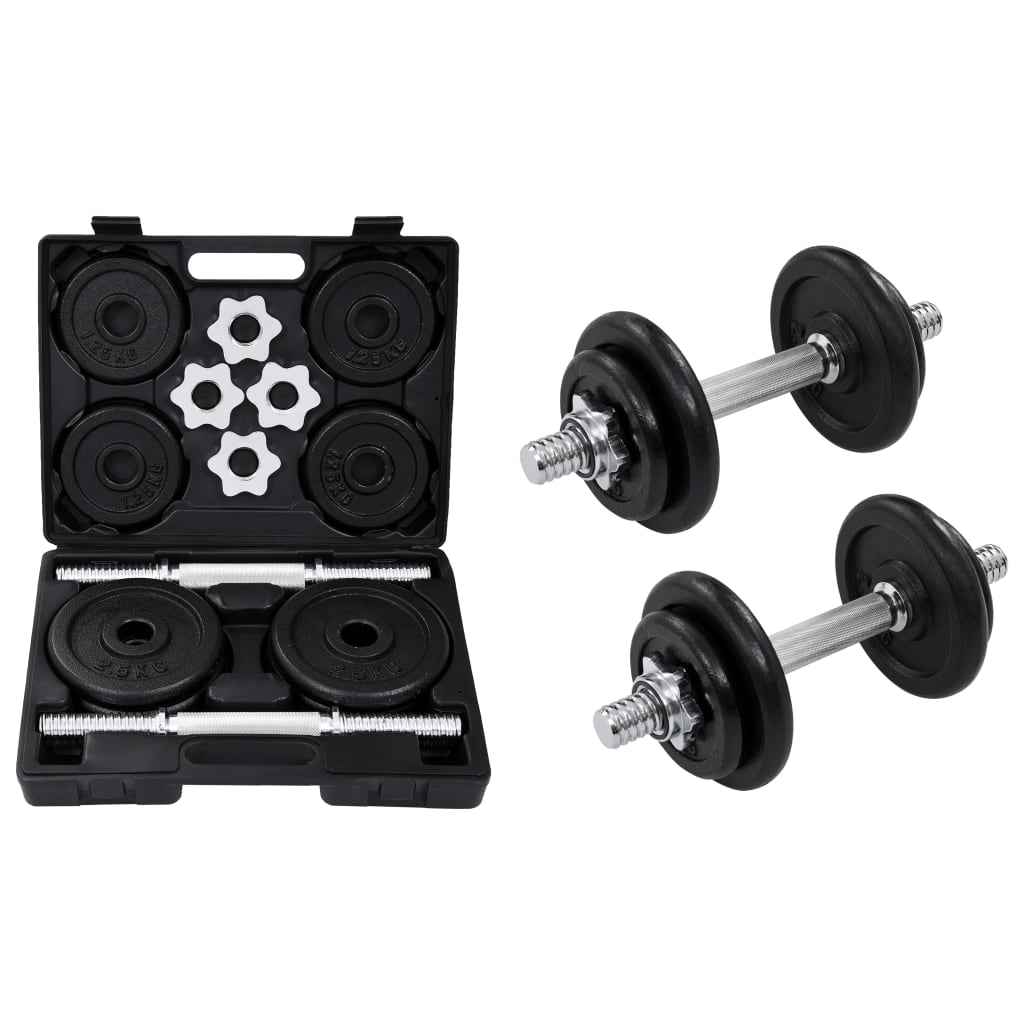 vidaXL 14-delige Halterset 20 kg gietijzer