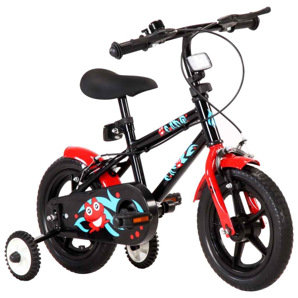 vidaXL Kinderfiets 12 inch zwart en rood