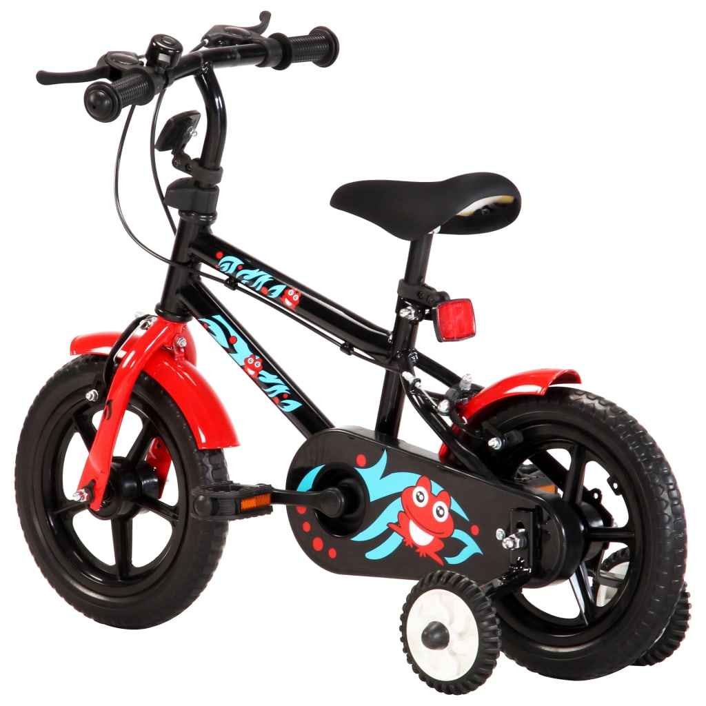 vidaXL Kinderfiets 12 inch zwart en rood