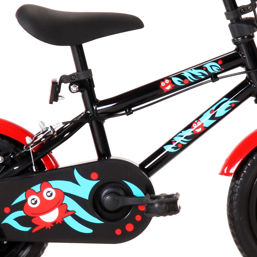 vidaXL Kinderfiets 12 inch zwart en rood