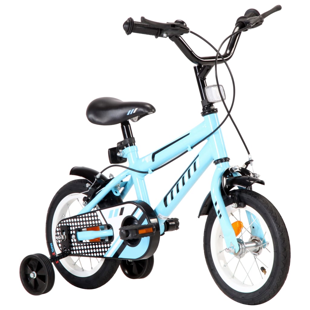 vidaXL Kinderfiets 12 inch zwart en blauw
