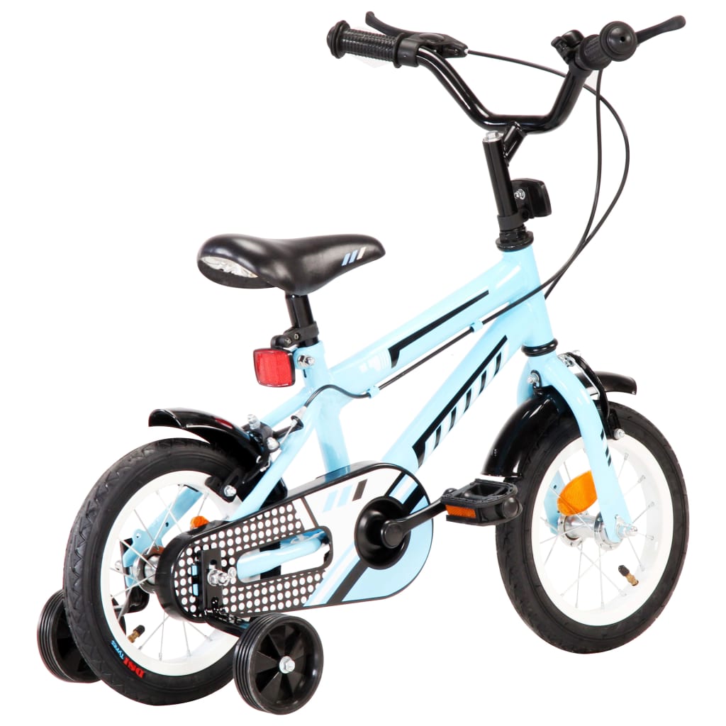 vidaXL Kinderfiets 12 inch zwart en blauw