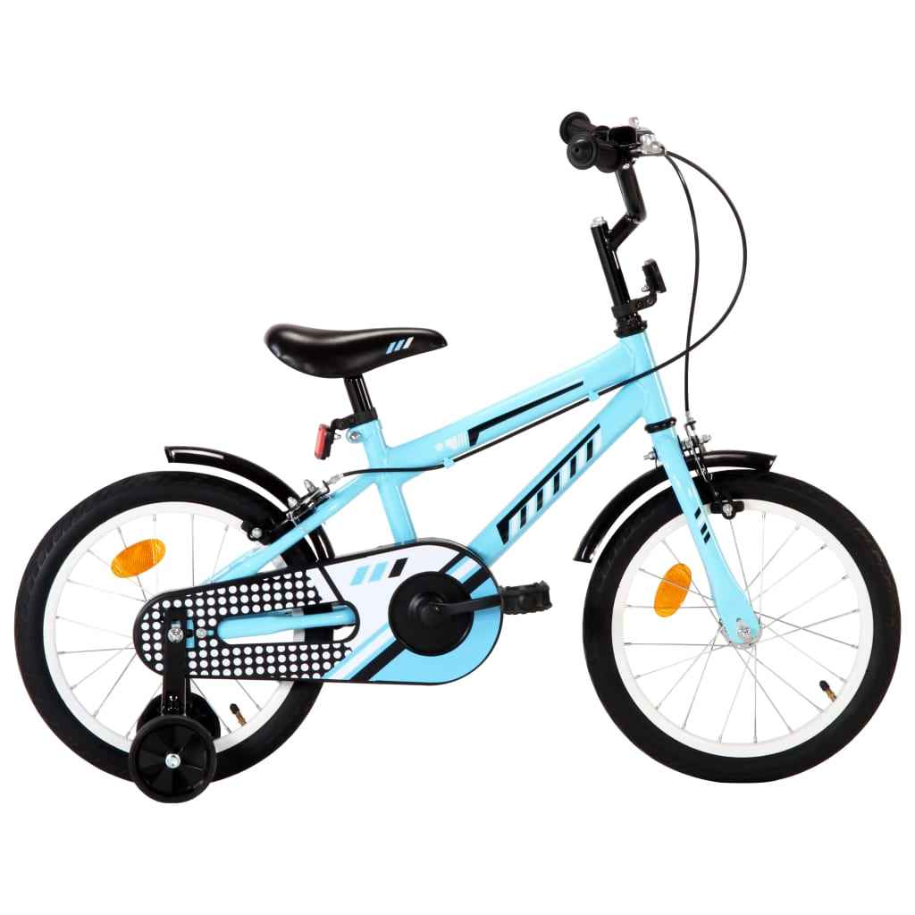 vidaXL Kinderfiets 12 inch zwart en blauw