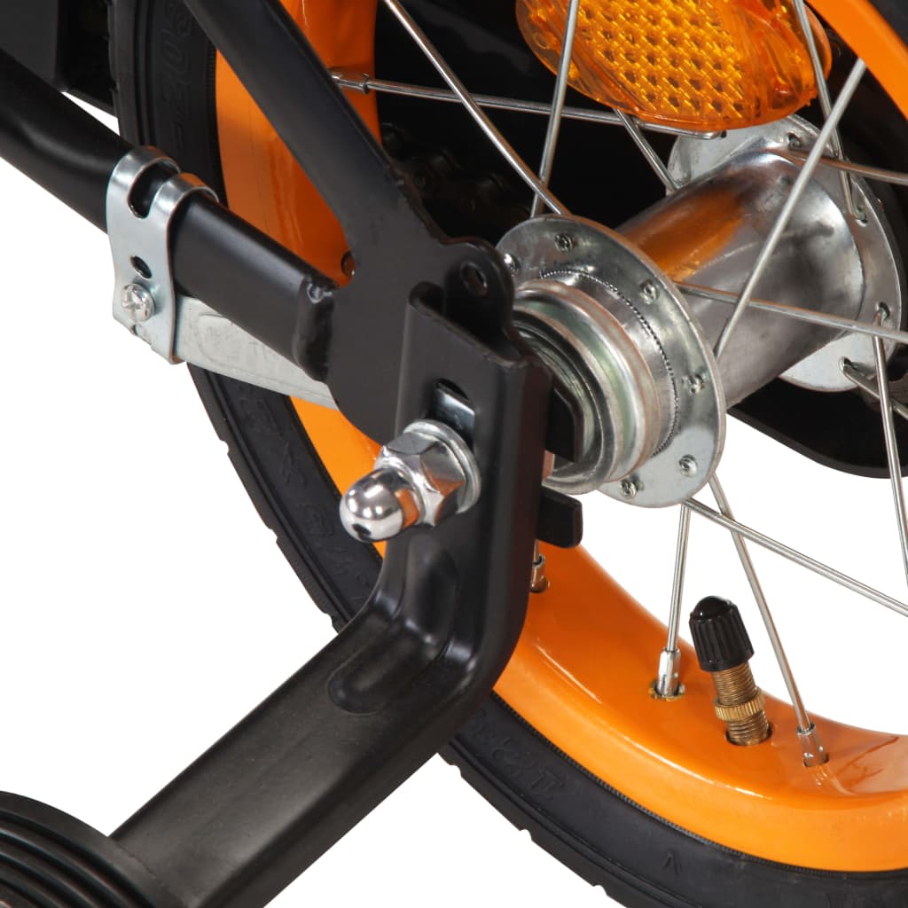 vidaXL Kinderfiets met voordrager 14 inch zwart en oranje