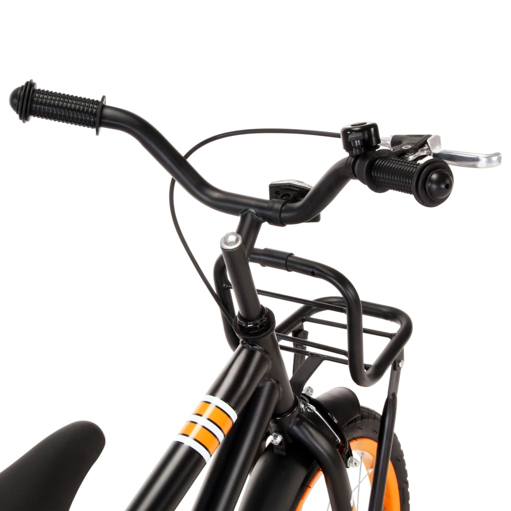 vidaXL Kinderfiets met voordrager 14 inch zwart en oranje