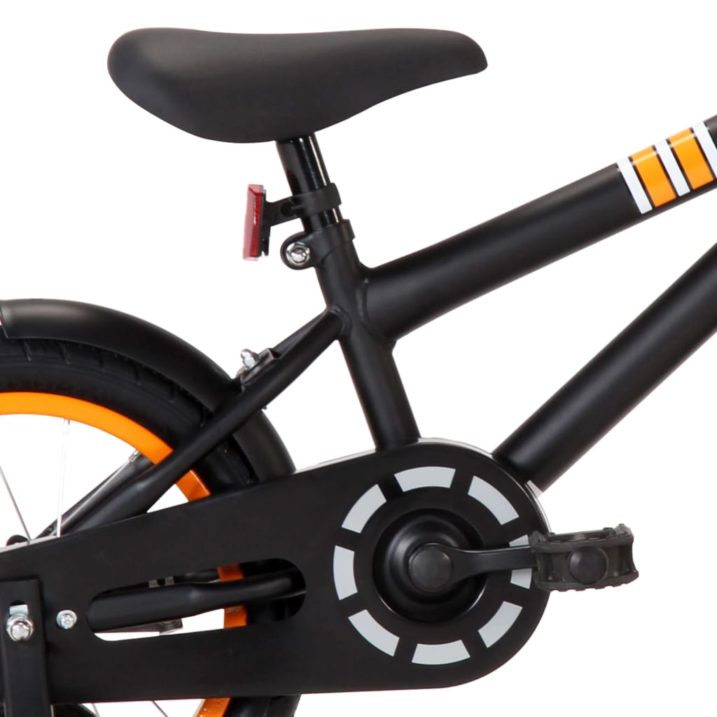 vidaXL Kinderfiets met voordrager 14 inch zwart en oranje