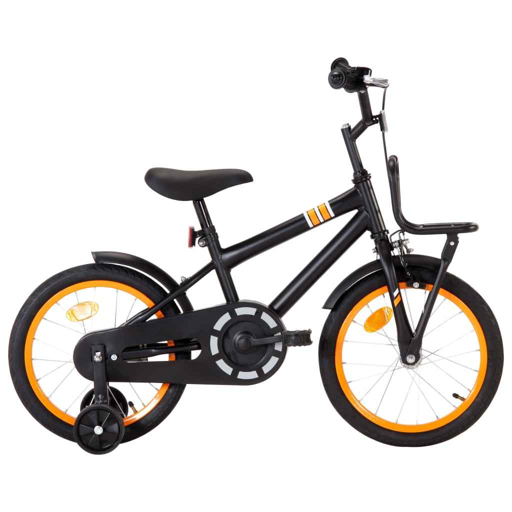 vidaXL Kinderfiets met voordrager 14 inch zwart en oranje