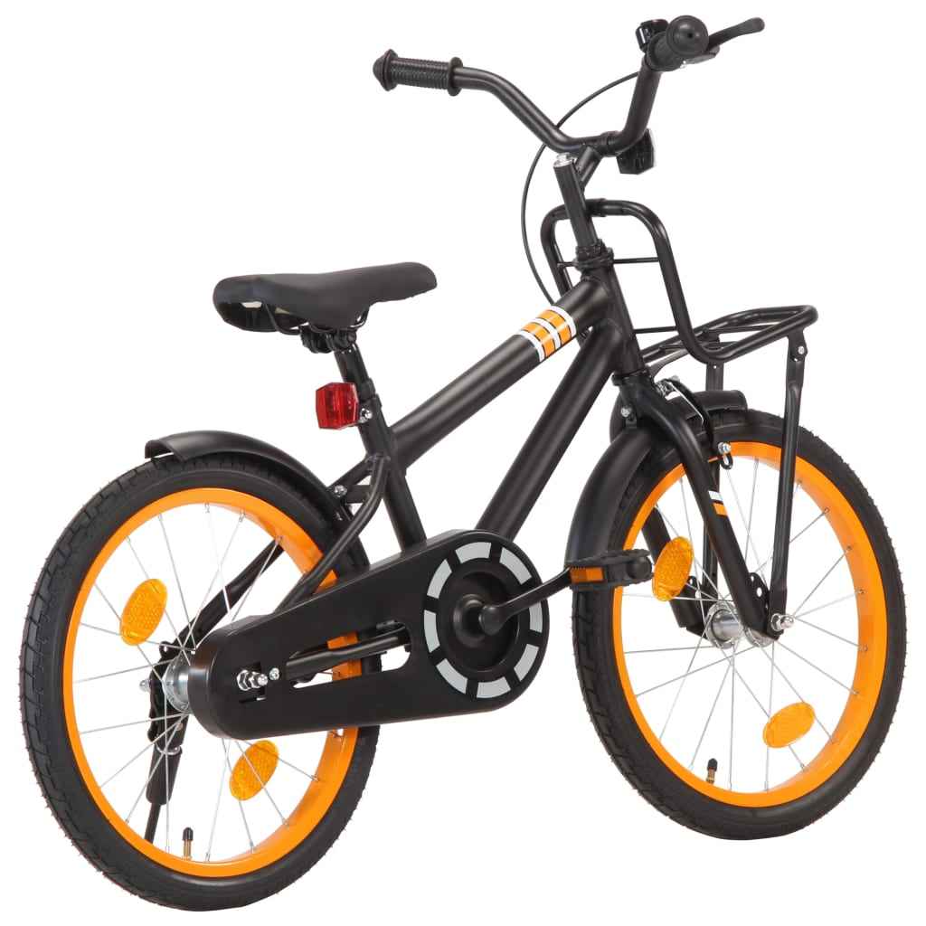 vidaXL Kinderfiets met voordrager 14 inch zwart en oranje