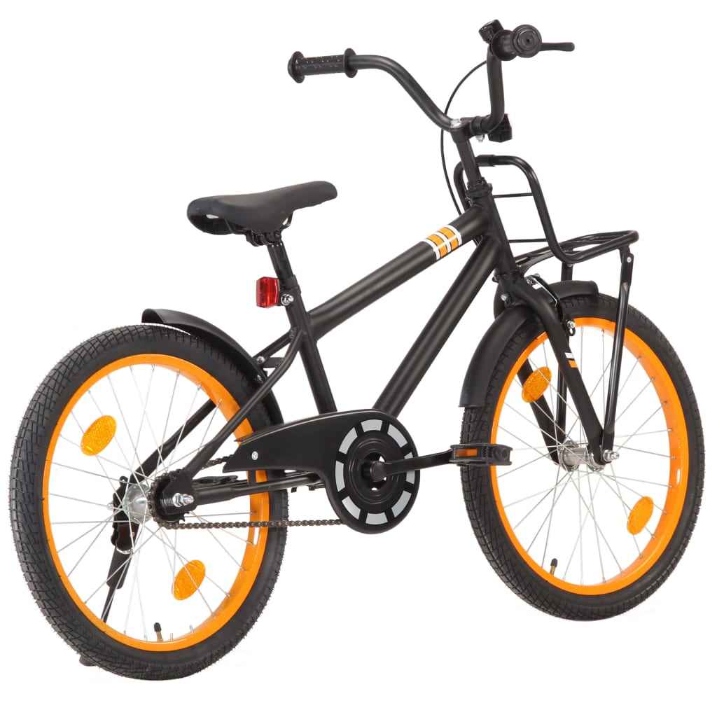 vidaXL Kinderfiets met voordrager 14 inch zwart en oranje