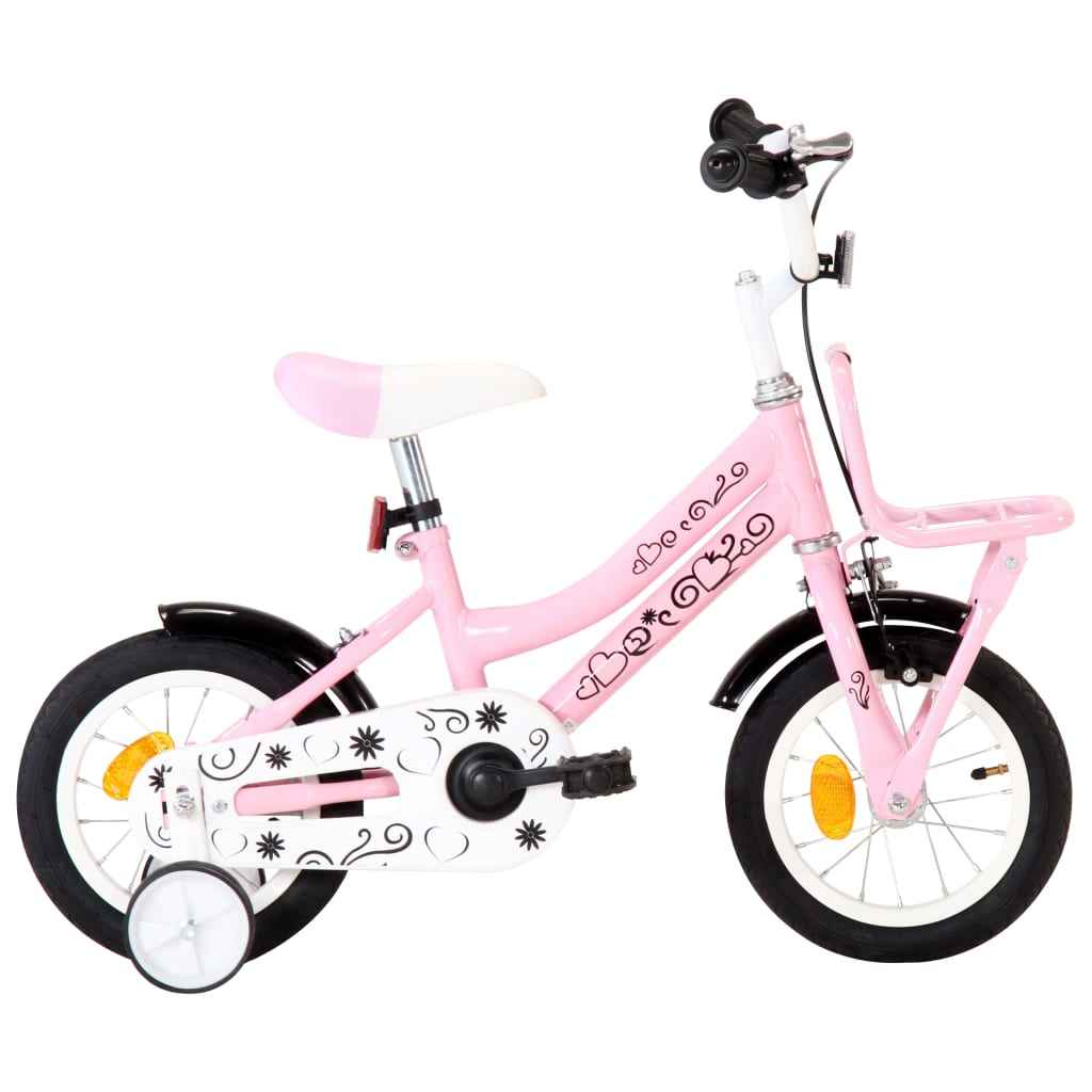 vidaXL Kinderfiets met voordrager 14 inch zwart en oranje