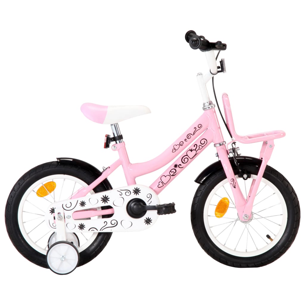 vidaXL Kinderfiets met voordrager 14 inch zwart en oranje
