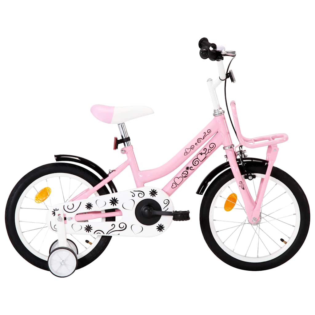 vidaXL Kinderfiets met voordrager 14 inch zwart en oranje