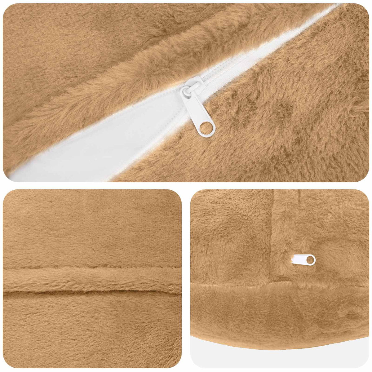 vidaXL Kussensloop 6 st HEERLEN Taupe Ø 60 cm Nep Konijnenbont