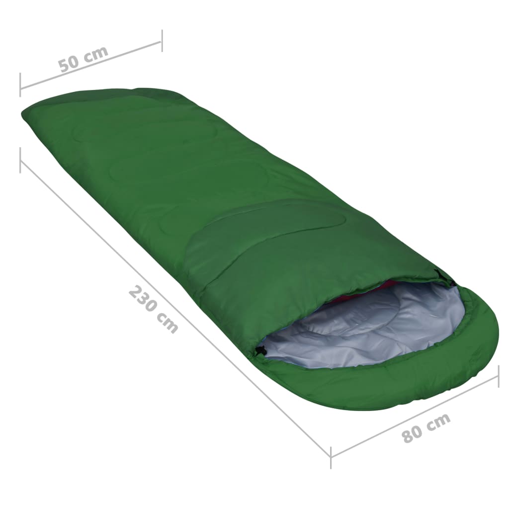 vidaXL Slaapzakken 2 st lichtgewicht 15 ℃ 850 g groen