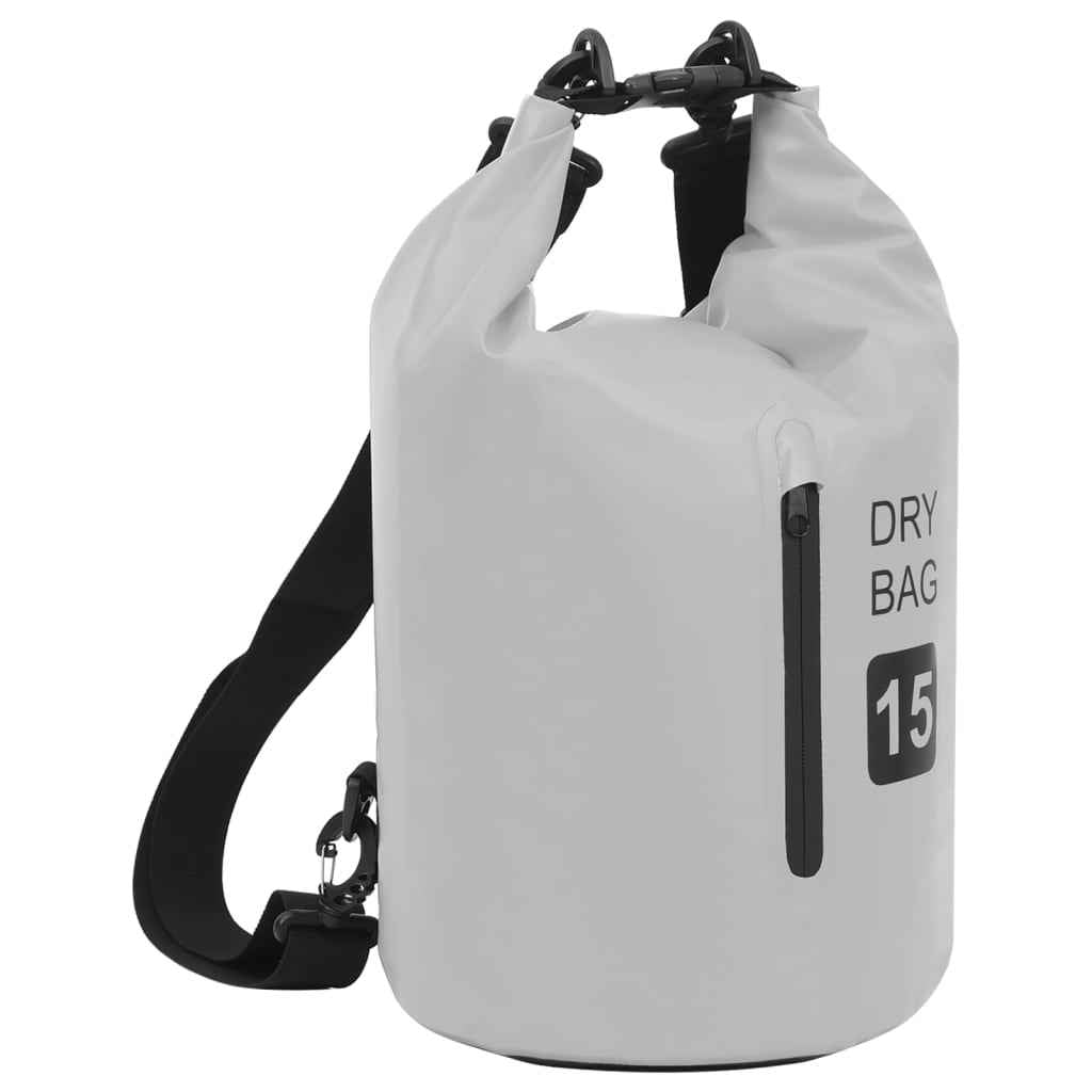 vidaXL Drybag met rits 15 L PVC grijs