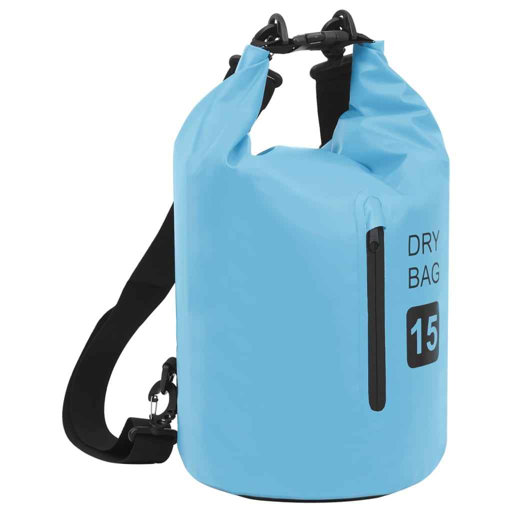 vidaXL Drybag met rits 15 L PVC grijs