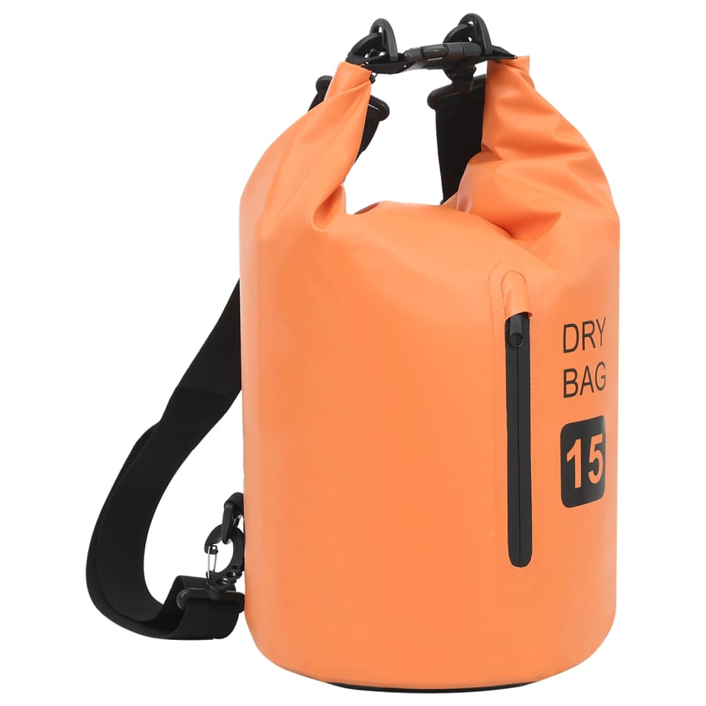 vidaXL Drybag met rits 15 L PVC grijs