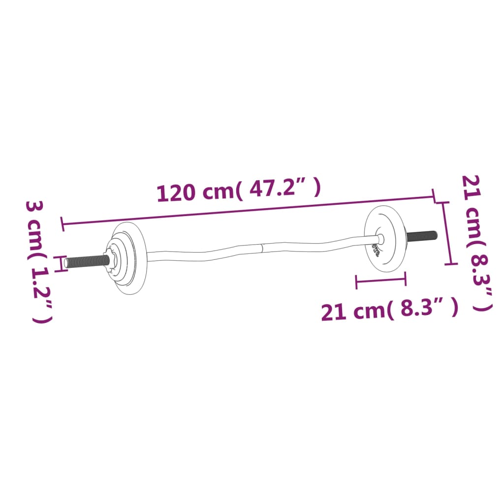 vidaXL Halterset 30 kg gietijzer