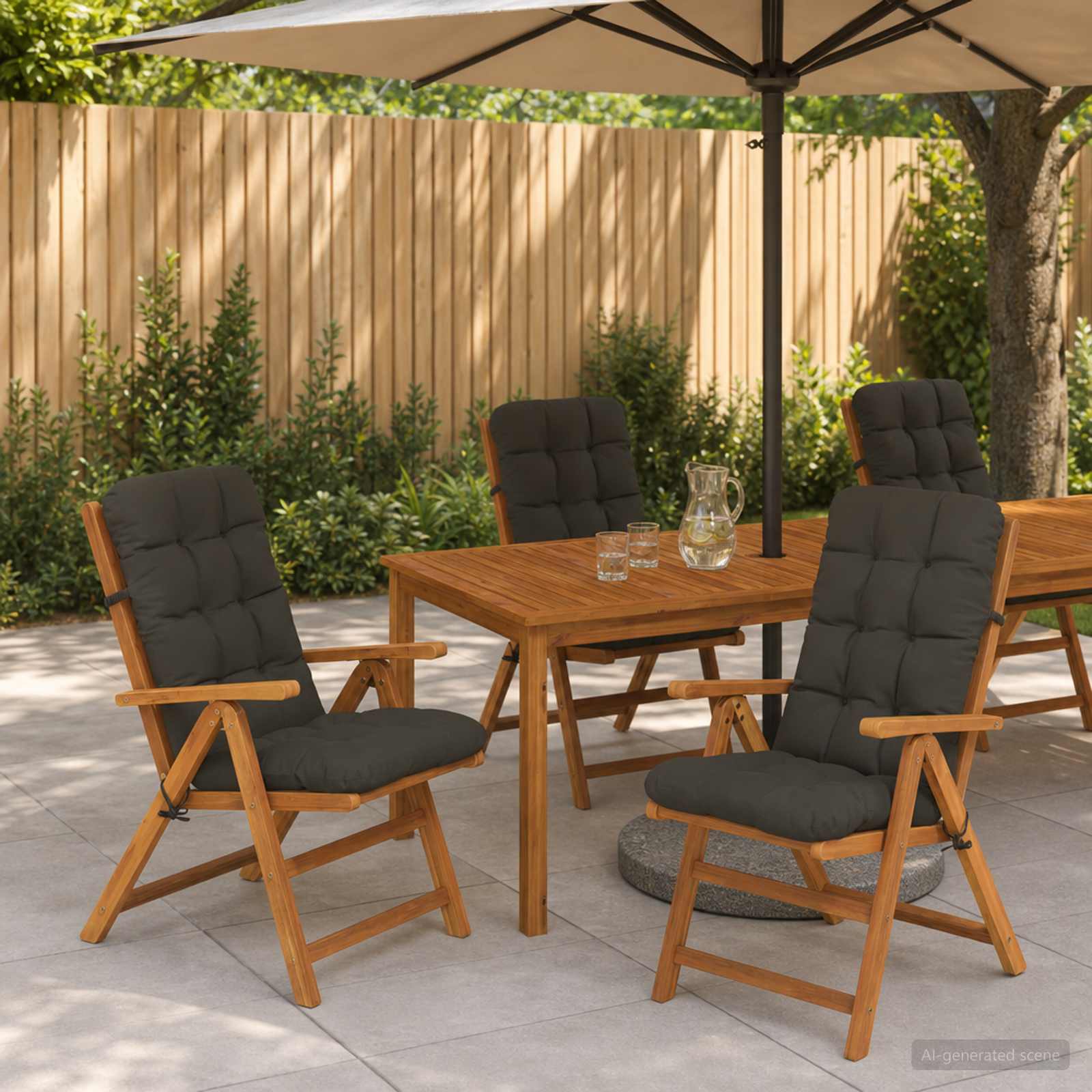 vidaXL 4-delige Hoogrug Kussen VIANEN 4 pcs 100% Polyester Antraciet