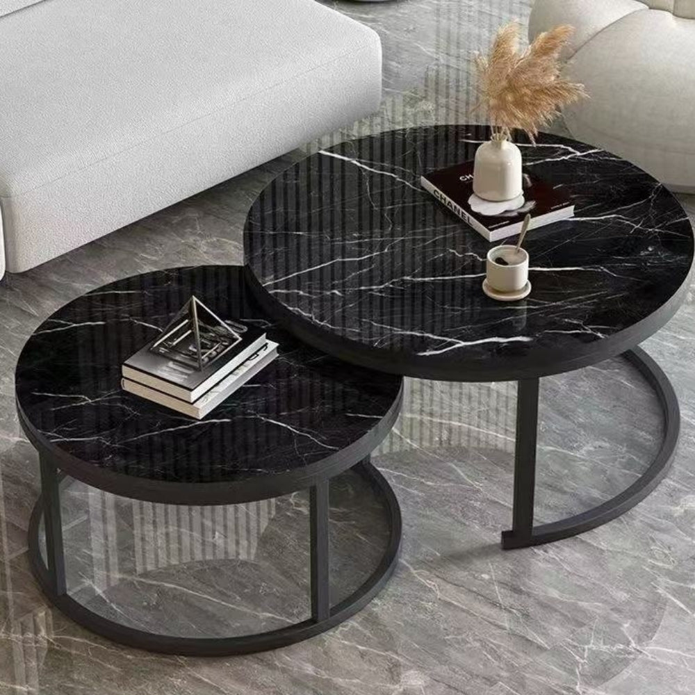 Aashly Set van 2 Nesttafels – Moderne Luxe Salontafels met Metalen Frame | Ruimtebesparend Design