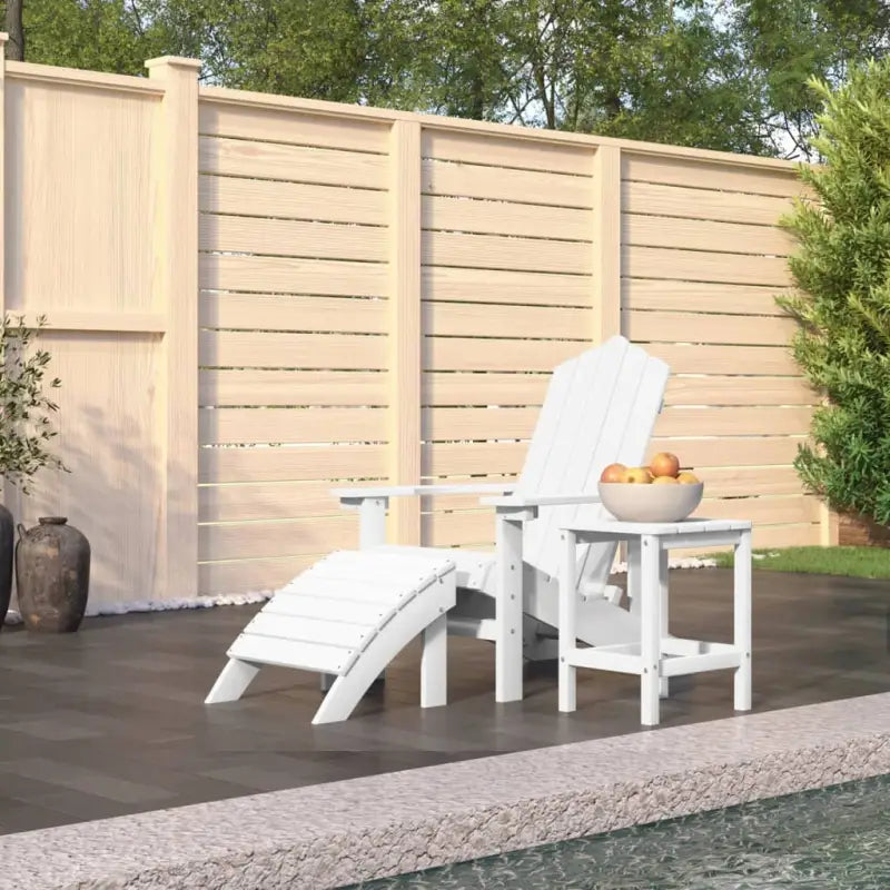 Adirondack Tuinstoel met voetenbank en tafel voor tuin en terras - Wit / 1 / Fauteuil + voetensteun + Tafel