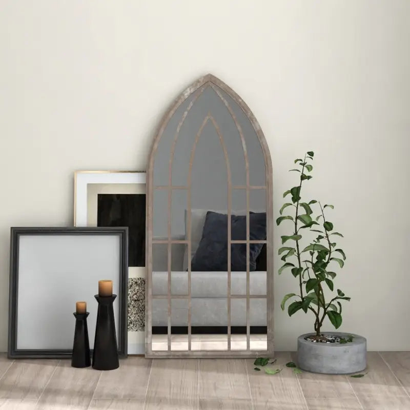 Antieke metalen spiegel voor een donkere hoek met roesteffect - Zand / 100 x 45 cm / 1 - Spiegels