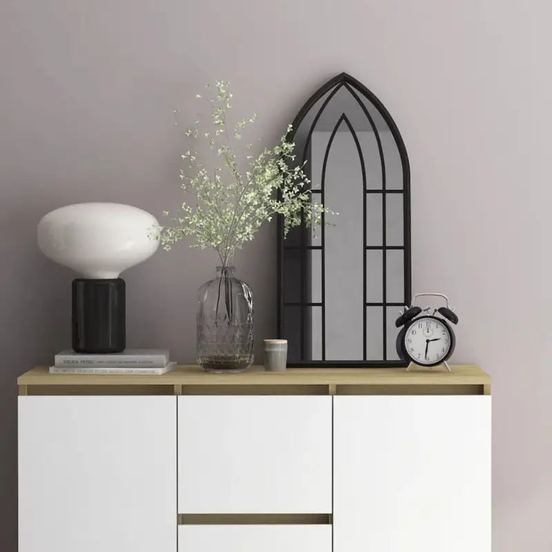 Antieke metalen spiegel voor een donkere hoek met roesteffect - Zwart / 70 x 30 cm / 1 - Spiegels