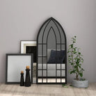 Antieke metalen spiegel voor een donkere hoek met roesteffect - Zwart / 100 x 45 cm / 1 - Spiegels