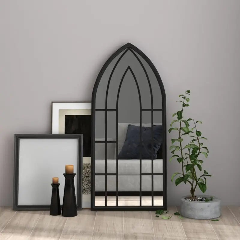 Antieke metalen spiegel voor een donkere hoek met roesteffect - Zwart / 100 x 45 cm / 1 - Spiegels