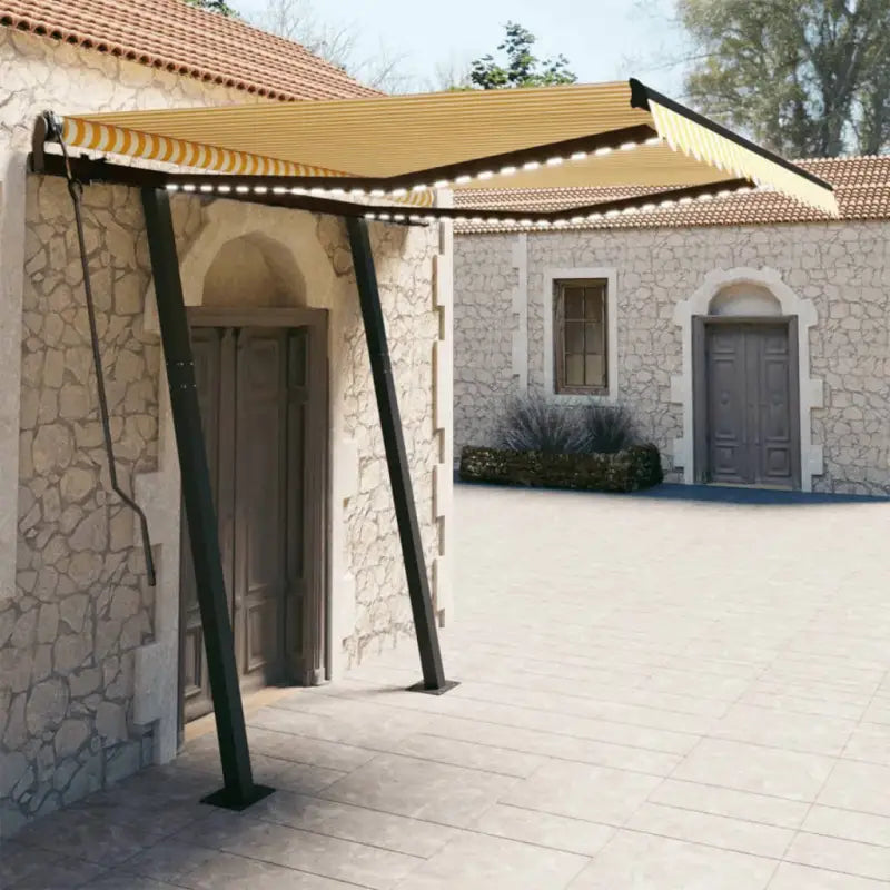 Automatische luifel met gepoedercoat aluminium voor terras beschutting - Geel en wit / 3 x 2.5 m / 1 - Zonwering