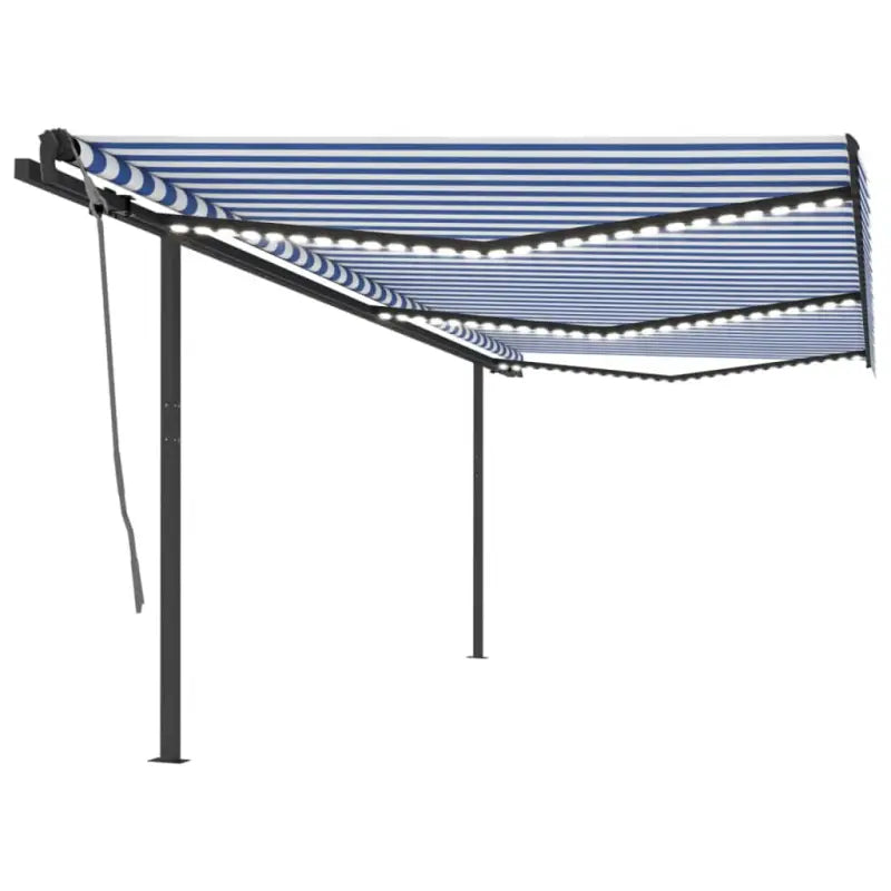Automatische luifel met gepoedercoat aluminium voor terras beschutting - Blauw en wit / 6 x 3 m / 1 - Zonwering