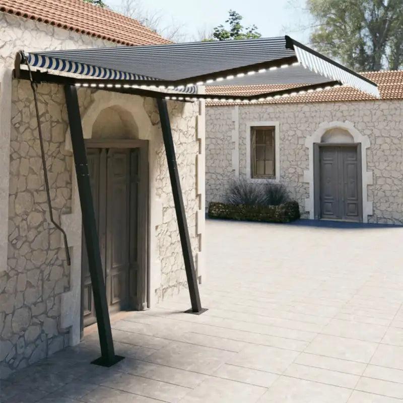 Automatische luifel met gepoedercoat aluminium voor terras beschutting - Blauw en wit / 3 x 2.5 m / 1 - Zonwering