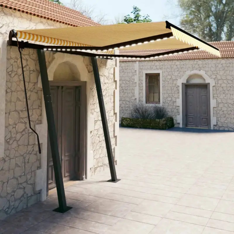 Automatische luifel met gepoedercoat aluminium voor terras beschutting - Geel en wit / 3.5 x 2.5 m / 1 - Zonwering