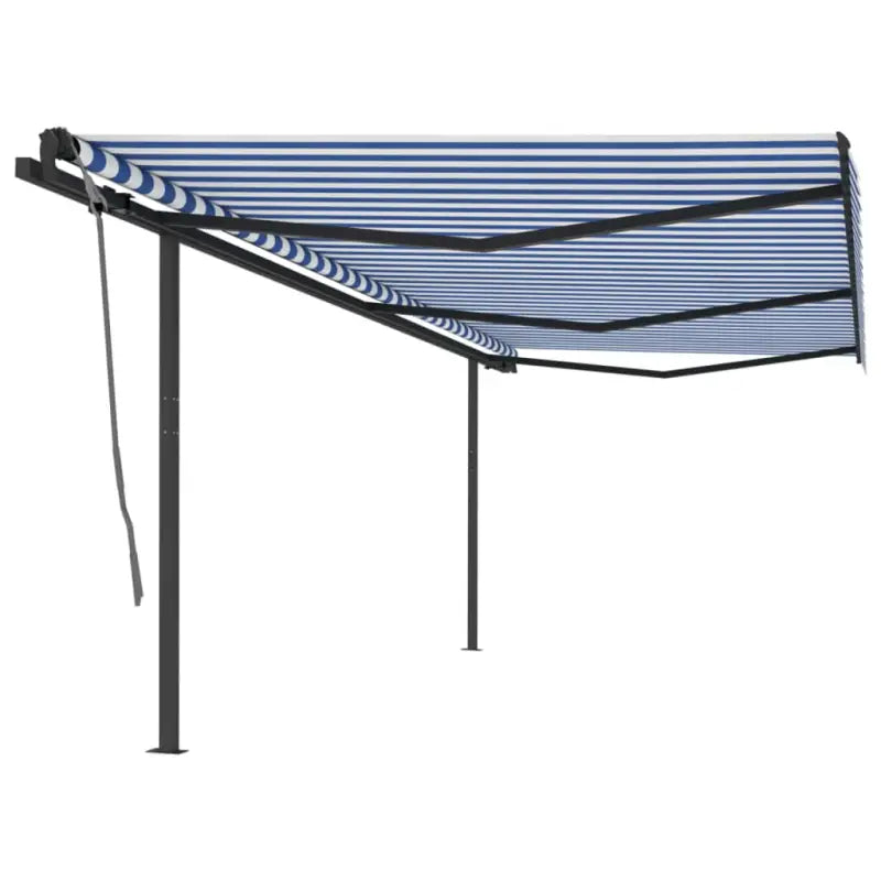 Automatische uitschuifbare luifel met gepoedercoat aluminium frame - Blauw en wit / 6 x 3 m / 1 - Zonwering