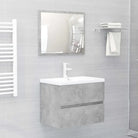 Badekamermeubelset met bewerkt hout en perfecte pasvorm - Betongrijs / 60 x 38.5 x 45 cm / met kraan