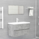 Badekamermeubelset met bewerkt hout en perfecte pasvorm - Betongrijs / 80 x 38.5 x 45 cm / met kraan
