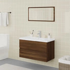 Badekamermeubelset met bewerkt hout en perfecte pasvorm - bruin eikenkleur / 80 x 39.5 x 45 cm / met kraan