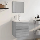 Badekamermeubelset met bewerkt hout en perfecte pasvorm - Grijs sonoma / 41 x 38.5 x 45 cm / met kraan