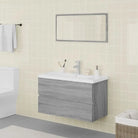 Badekamermeubelset met bewerkt hout en perfecte pasvorm - Grijs sonoma / 80 x 39.5 x 45 cm / zonder kraan