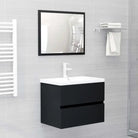 Badekamermeubelset met bewerkt hout en perfecte pasvorm - Zwart / 60 x 38.5 x 45 cm / met kraan - Badkamermeubelsets
