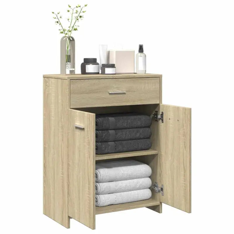 Badekamermeubelset met bewerkt hout voor extra opbergruimte - Sonoma eiken - Badkamermeubelsets