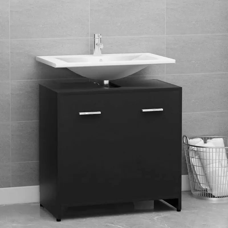 Badekamermeubelset met stevige bewerkt hout voor extra opbergruimte - Zwart - Badkamermeubelsets