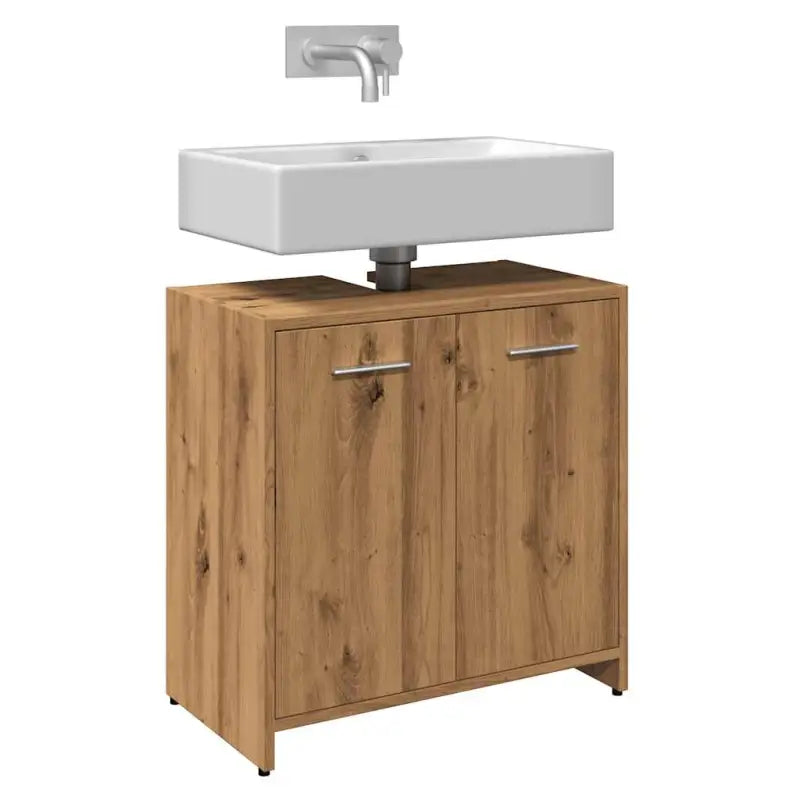 Badekamermeubelset met stevige bewerkt hout voor extra opbergruimte - artisanaal eikenkleurig - Badkamermeubelsets