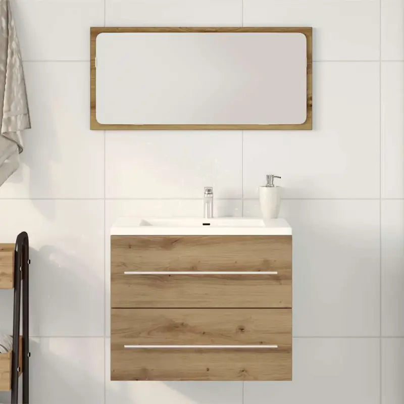 Badezimmermeubelset met stevige bewerkt hout gootsteenkast - artisanaal eikenkleurig / 60 x 38.5 x 48 cm