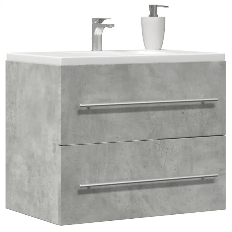 Badezimmermeubelset met stevige bewerkt hout gootsteenkast - Betongrijs / 60 x 38.5 x 48 cm - Badkamermeubelsets