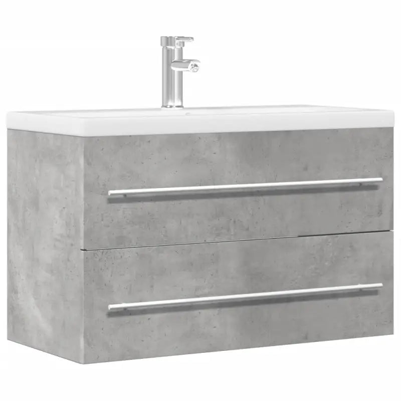 Badezimmermeubelset met stevige bewerkt hout gootsteenkast - Betongrijs / 80 x 38.5 x 48 cm - Badkamermeubelsets